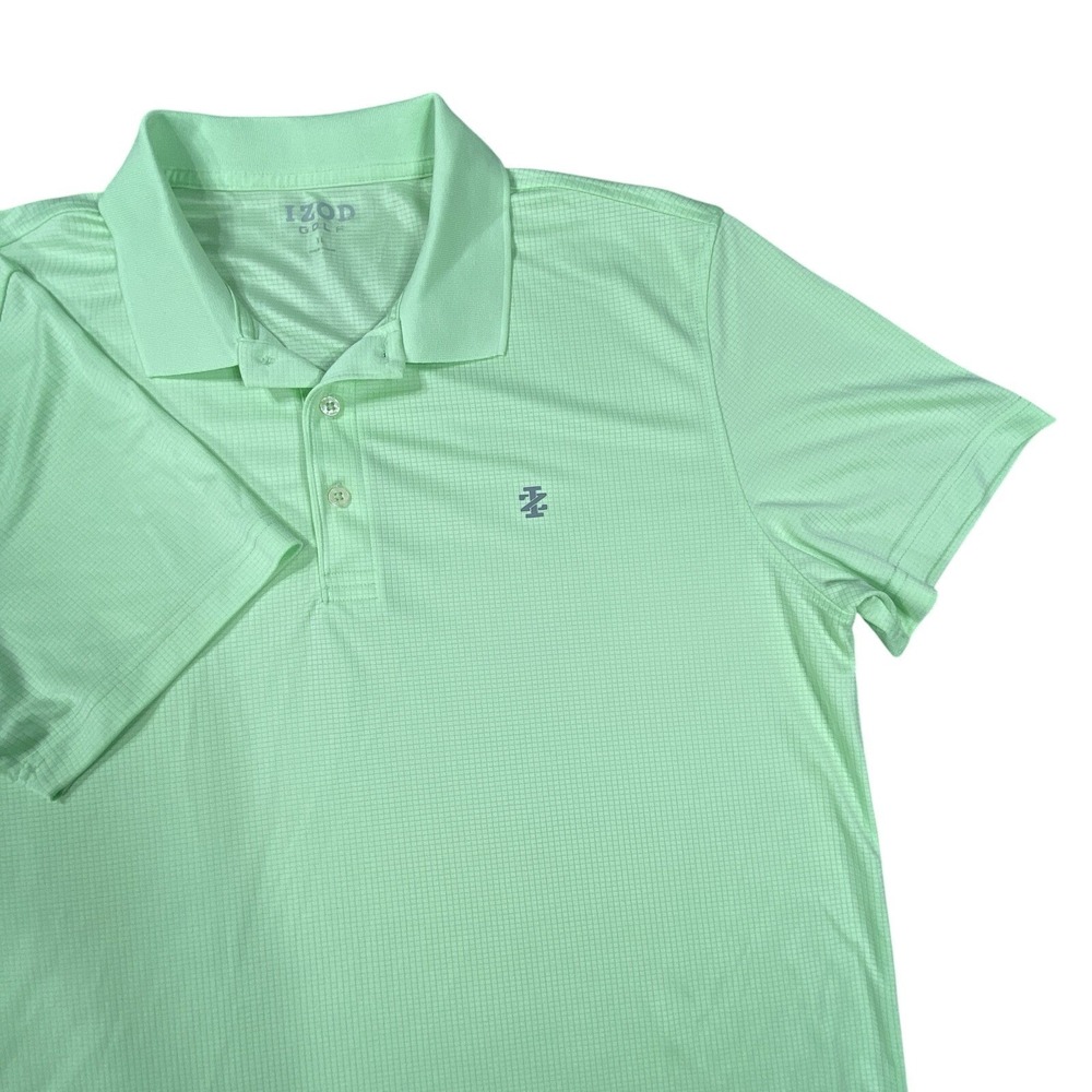 IZOD Golf Polo Shirt Mens XL Green‎ Short Sleeve Stretch Performance Geometric